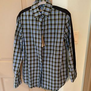 Burberry plaid button up blouse. “Azure Blue”